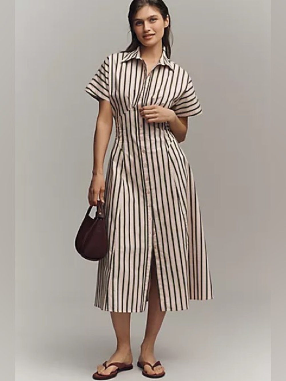 NWT Anthropologie Exquise Raina Short-Sleeve Midi Shirtdress 2x